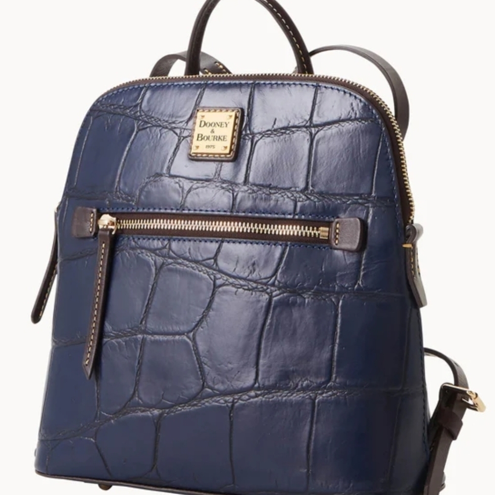 Dooney & Bourke Midnight Blue Denison Croc-Embossed Backpack - Picture 8 of 9